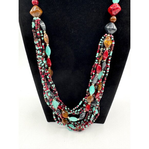 You & I Multi Strand Lucite Beads Southwestern Boho Women's Necklace - Picture 3 of 6